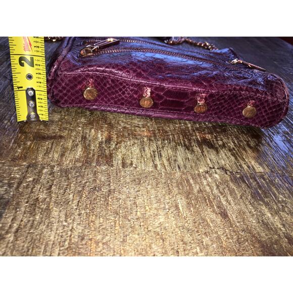 Rebecca Minkoff Mini 5 Zip crossbody purse handbag Bordeaux Red Leather Snake - Picture 6 of 9